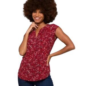 Women's Petite XLP 41 Hawthorne Morey Split Neck Blouse